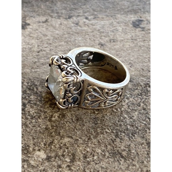 Silpada 925 Sterling Silver Ring “Uptown” Princess Cut Filigree Scroll CZ Size 7 - Picture 3 of 9